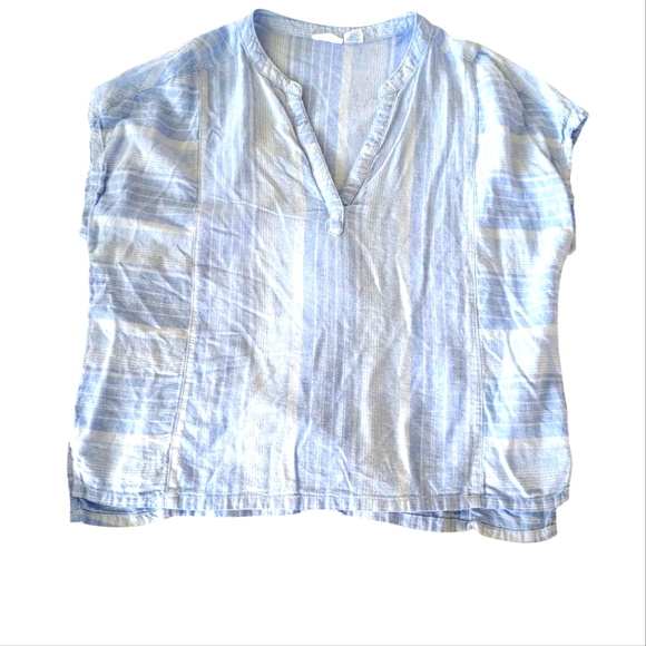 SIGRID OLSEN Linen Blend Blue Top - Picture 1 of 6